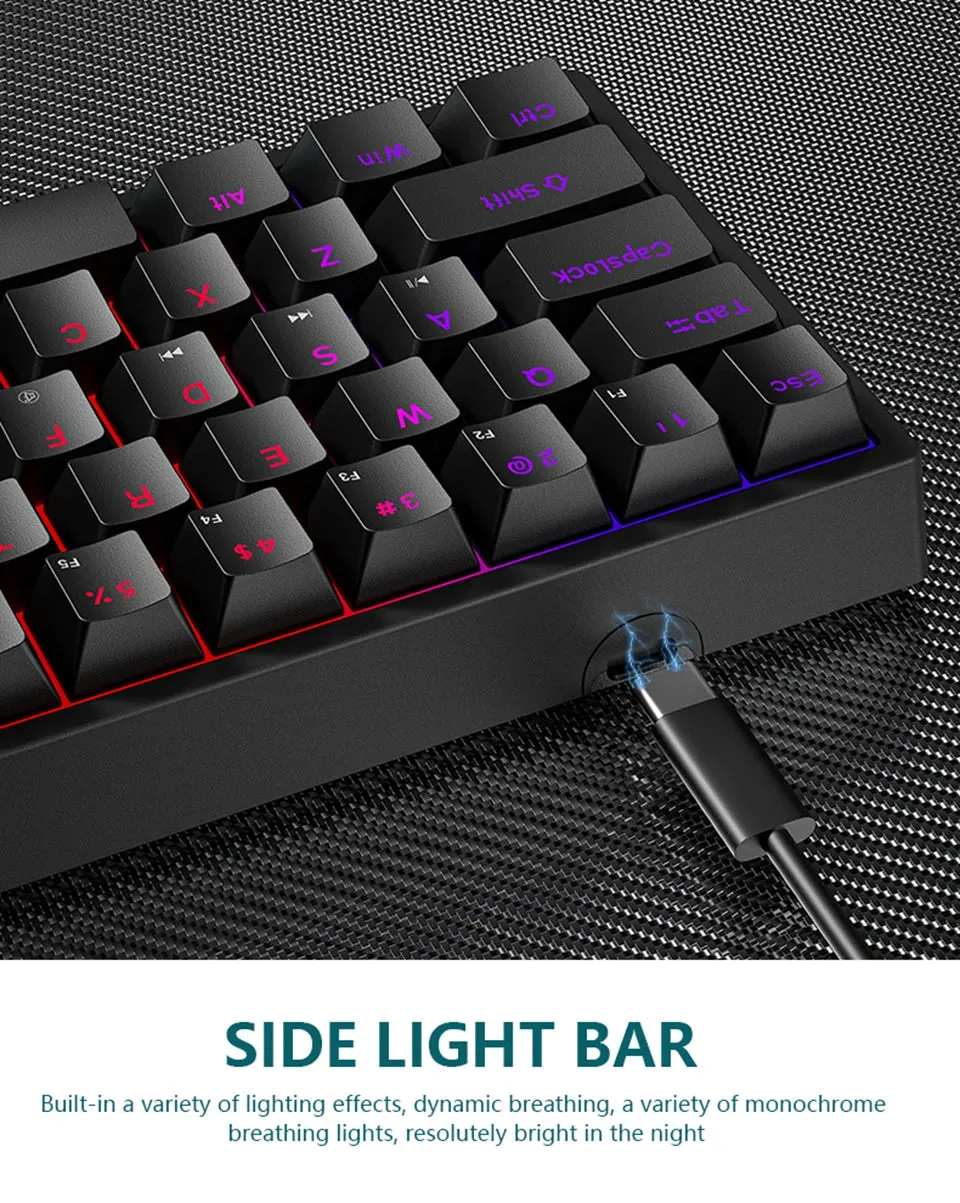 Mini Backlit RGB Gaming Mechanical Keyboard 60% Custom Keycap Hotswap