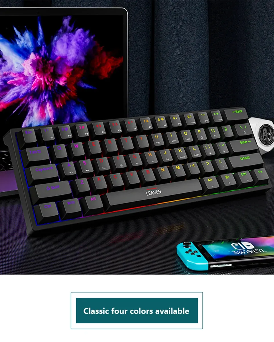 Mini Backlit RGB Gaming Mechanical Keyboard 60% Custom Keycap Hotswap