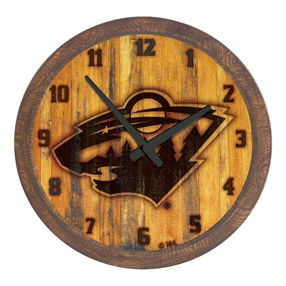 Minnesota Wild: Branded "Faux" Barrel Top Wall Clock