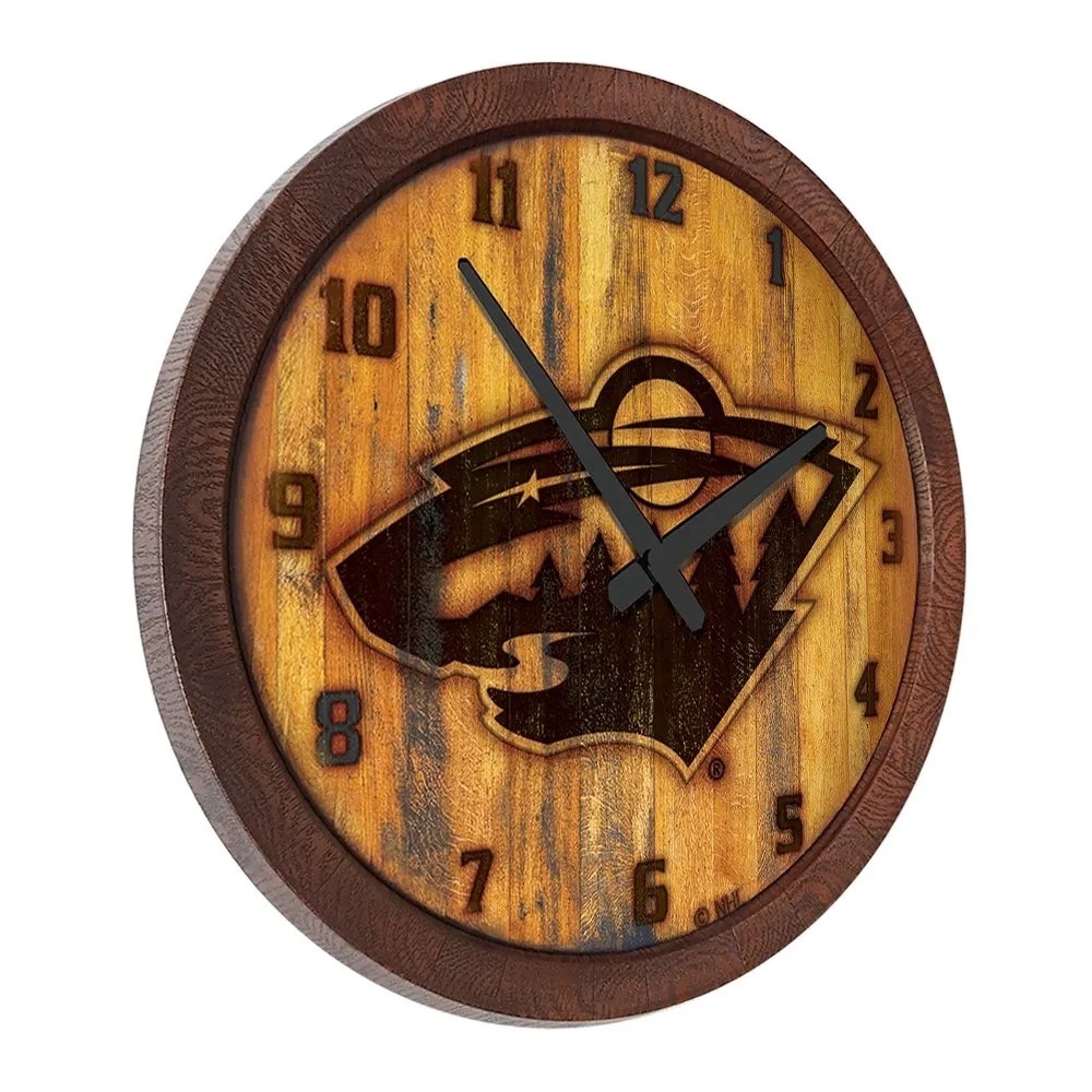 Minnesota Wild: Branded "Faux" Barrel Top Wall Clock