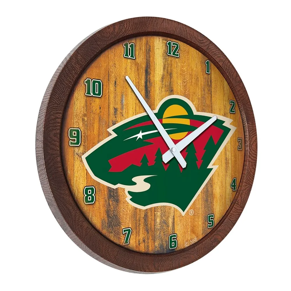 Minnesota Wild: "Faux" Barrel Top Wall Clock