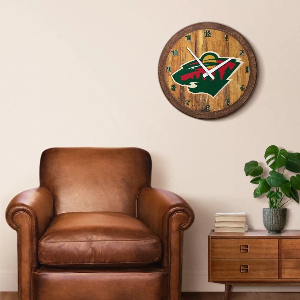 Minnesota Wild: "Faux" Barrel Top Wall Clock