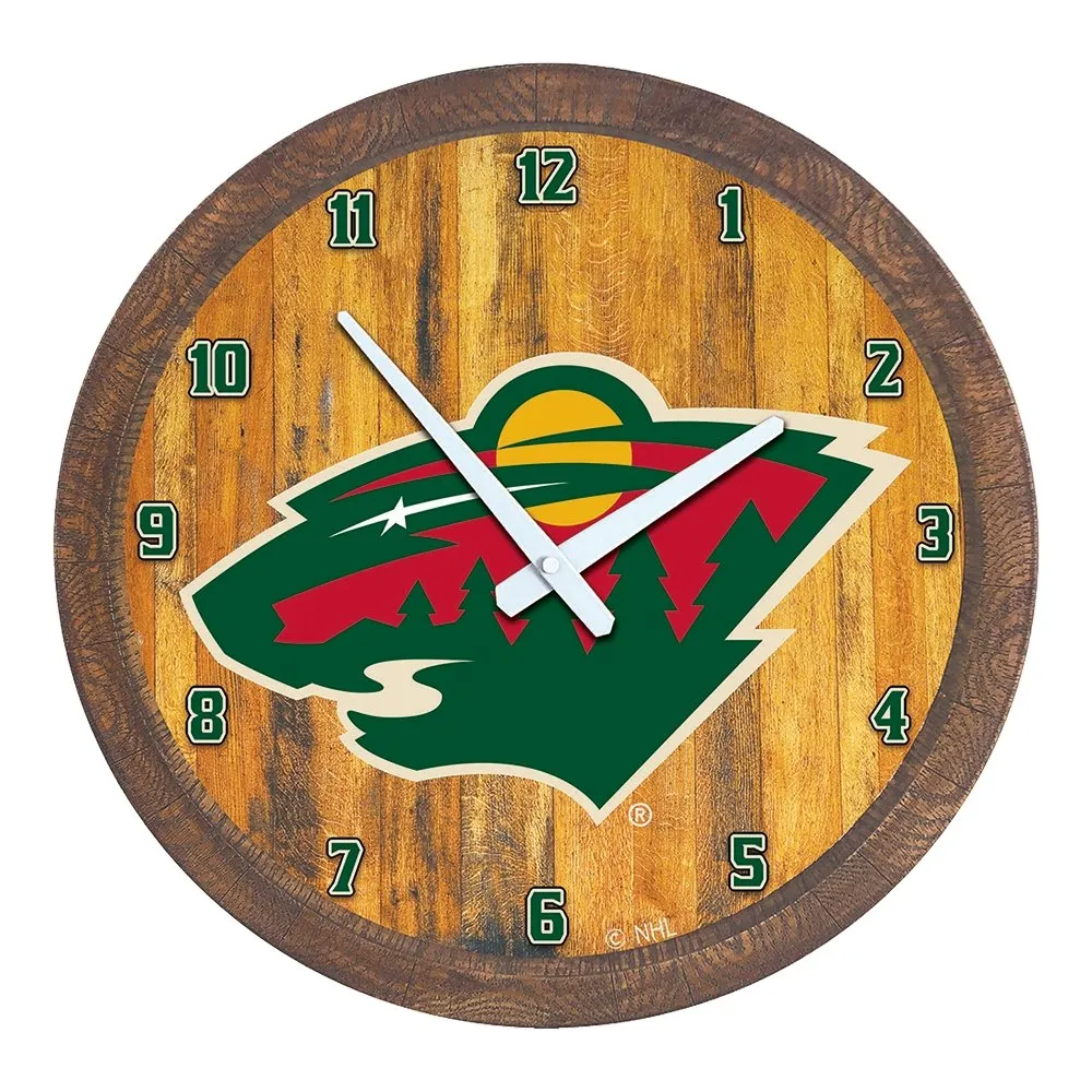 Minnesota Wild: "Faux" Barrel Top Wall Clock