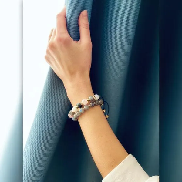 Miracle of Love | Labradorite-Rose Quartz-Amethyst Stunning Bracelet in Gold/Silver 10MM