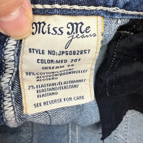 Miss Me Jeans Women's 28x34 (6) Blue Signature Boot Angel Wings Western Blingy
