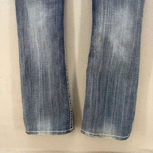 Miss Me Jeans Women's 28x34 (6) Blue Signature Boot Angel Wings Western Blingy