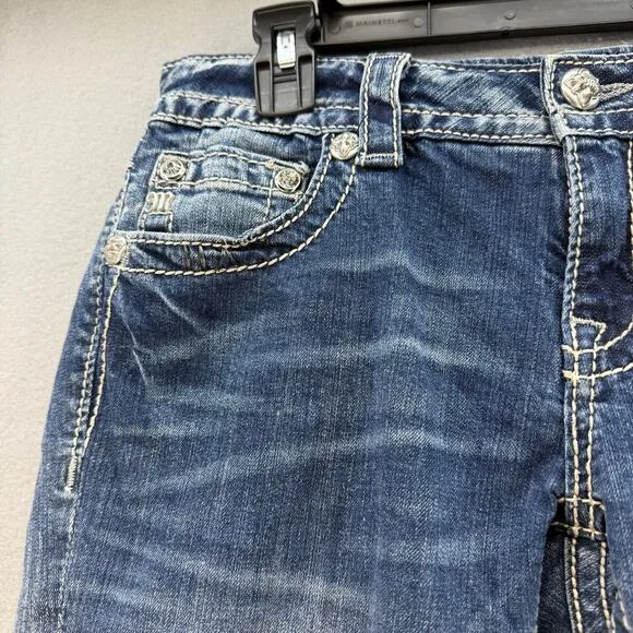 Miss Me Jeans Women's 28x34 (6) Blue Signature Boot Angel Wings Western Blingy