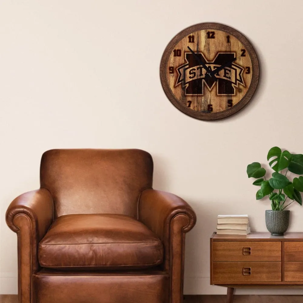 Mississippi State Bulldogs: Branded "Faux" Barrel Top Wall Clock