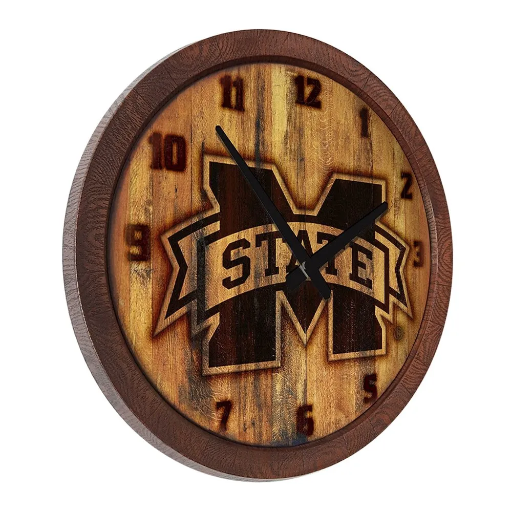 Mississippi State Bulldogs: Branded "Faux" Barrel Top Wall Clock