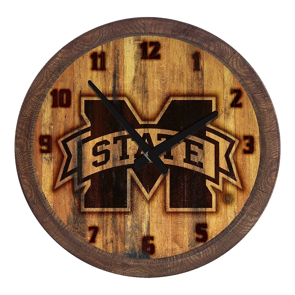 Mississippi State Bulldogs: Branded "Faux" Barrel Top Wall Clock