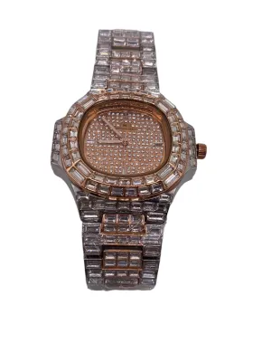 Misty Blue Billingsley - Two Tone Ice Baguette Stone Watch
