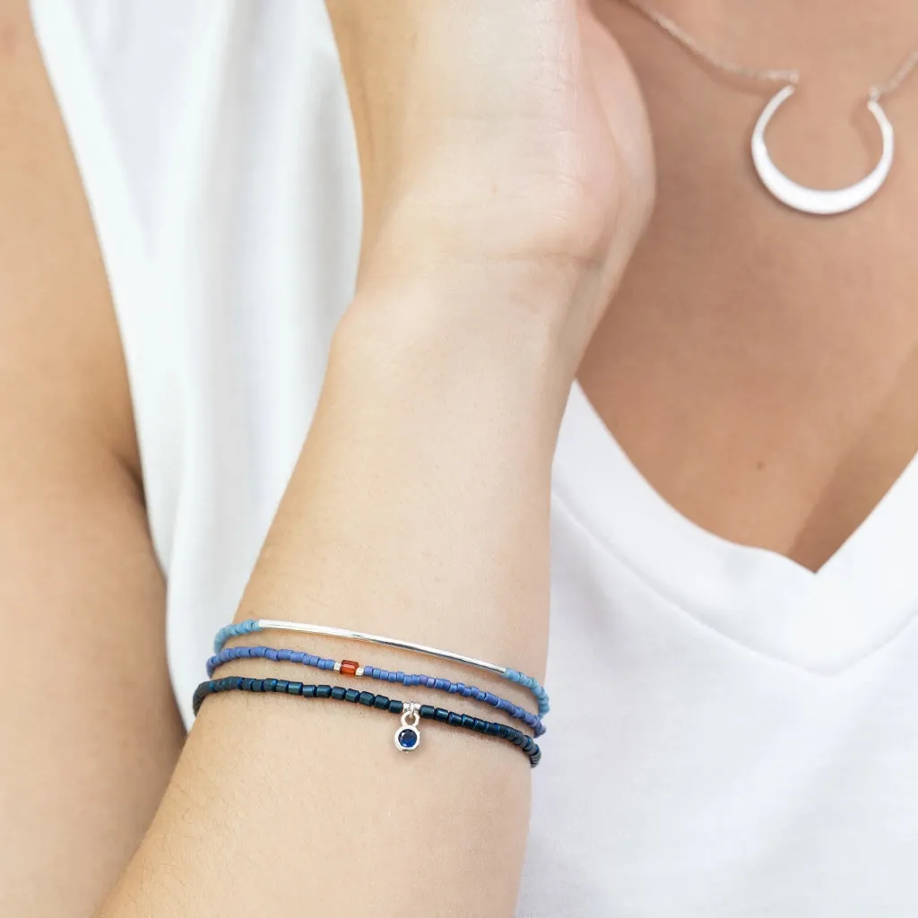 Miyuki Bracelet Trio - Colbalt  / Silver