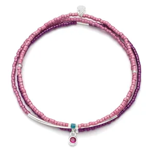 Miyuki Bracelet Trio - Fuchsia / Silver
