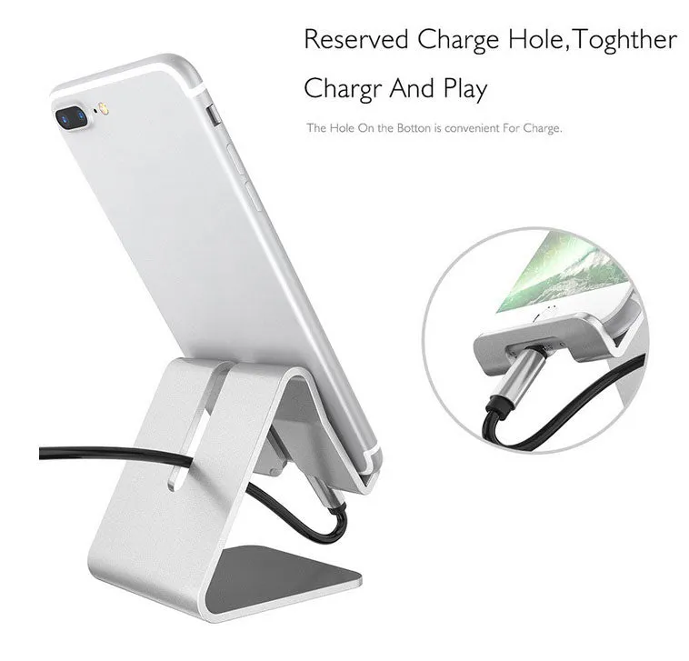 Mobile Phone Holder Stand Aluminium Alloy Metal Tablet Desk Holders Cellphone Stands  Rose gold