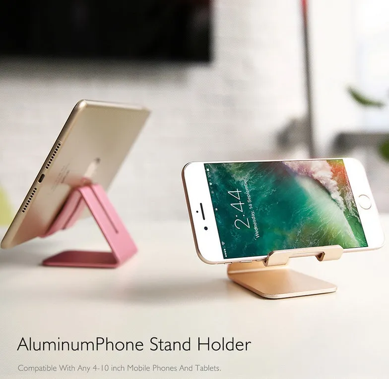 Mobile Phone Holder Stand Aluminium Alloy Metal Tablet Desk Holders Cellphone Stands  Rose gold