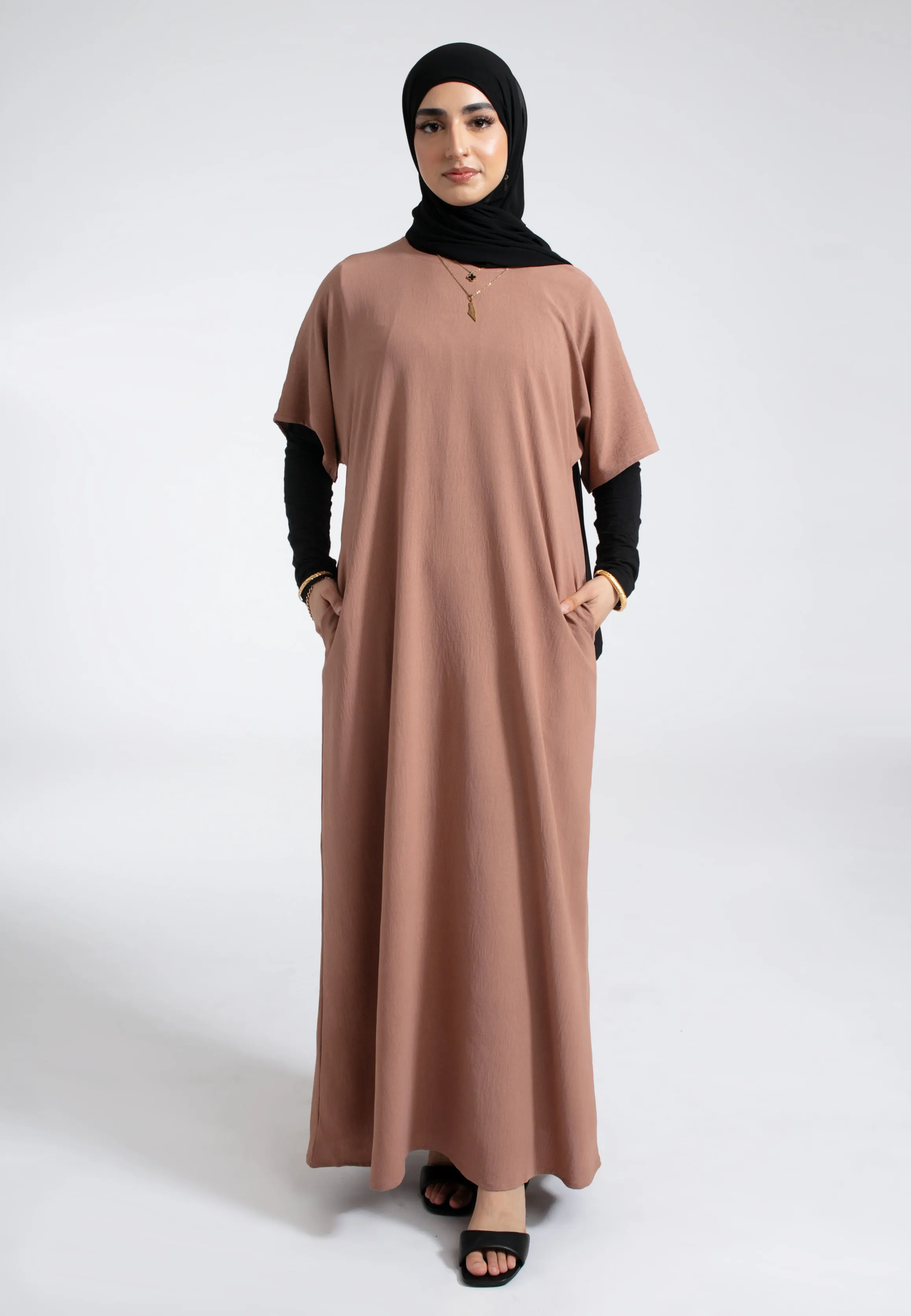 Mocha Inner Slip Dress With Pockets