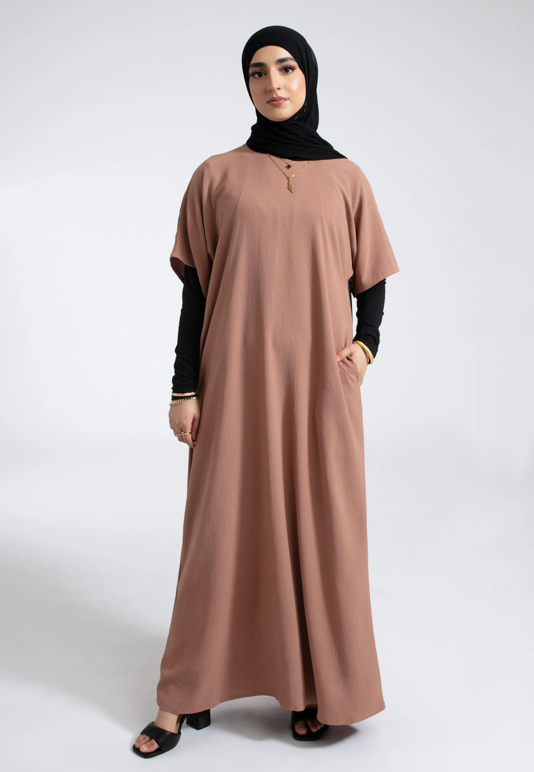 Mocha Inner Slip Dress With Pockets
