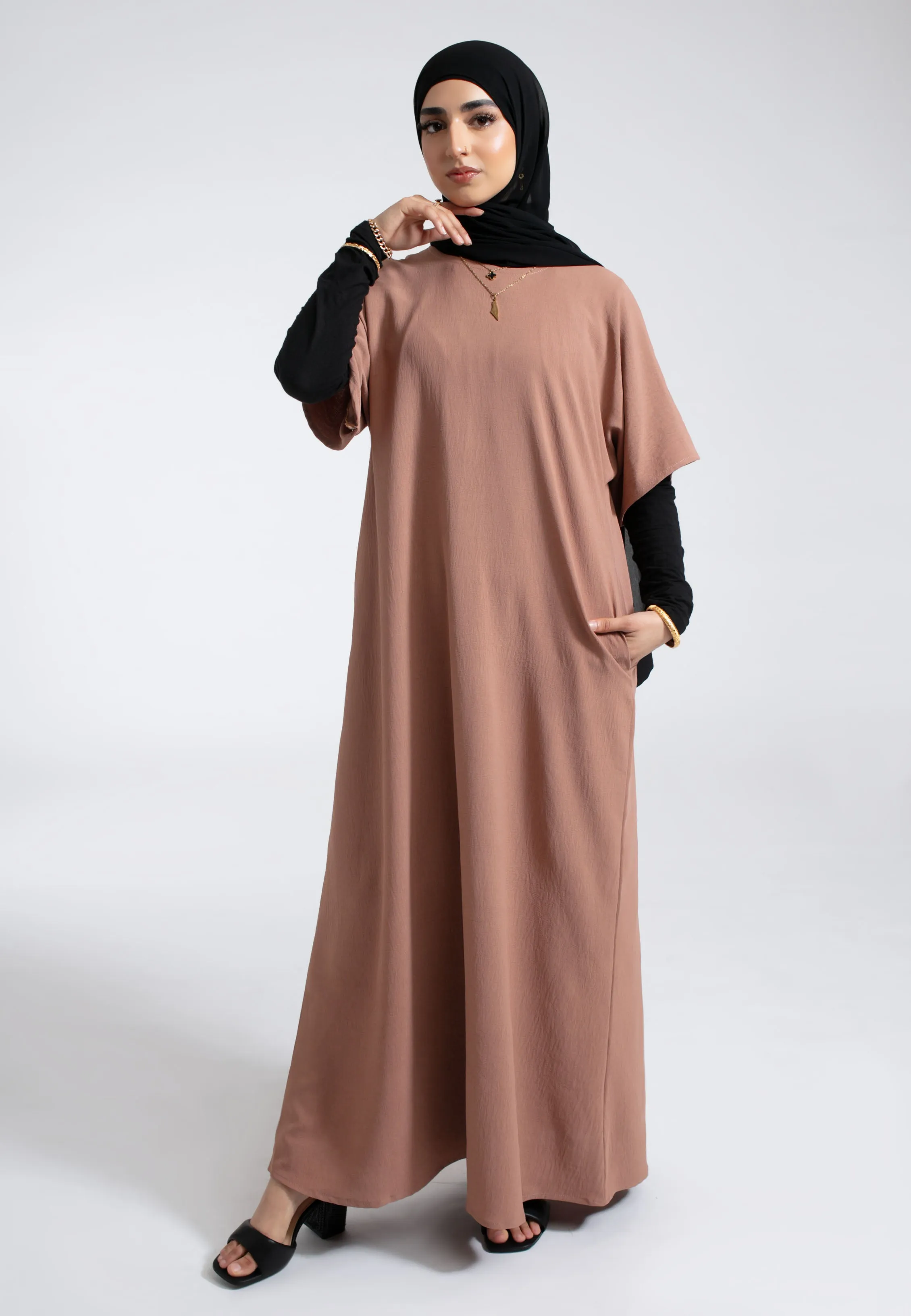 Mocha Inner Slip Dress With Pockets