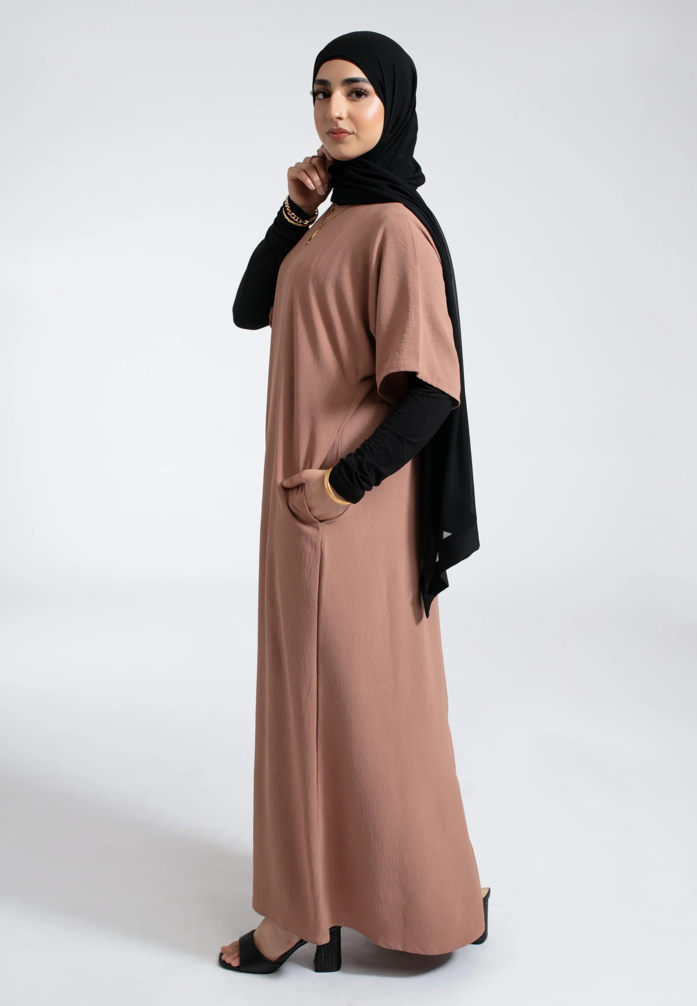 Mocha Inner Slip Dress With Pockets
