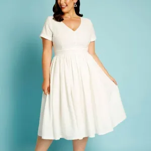 Modcloth &quot;Fabulous Fit and Flare&quot; Shirt Dress in White
