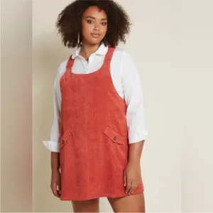Modcloth Sociable Scholar Corduroy Jumper in Rust Size 2X