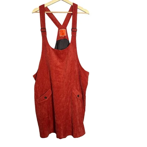 Modcloth Sociable Scholar Corduroy Jumper in Rust Size 2X