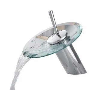 Modern Style Bathroom Hot & Cold Round Glass Waterfall Tap