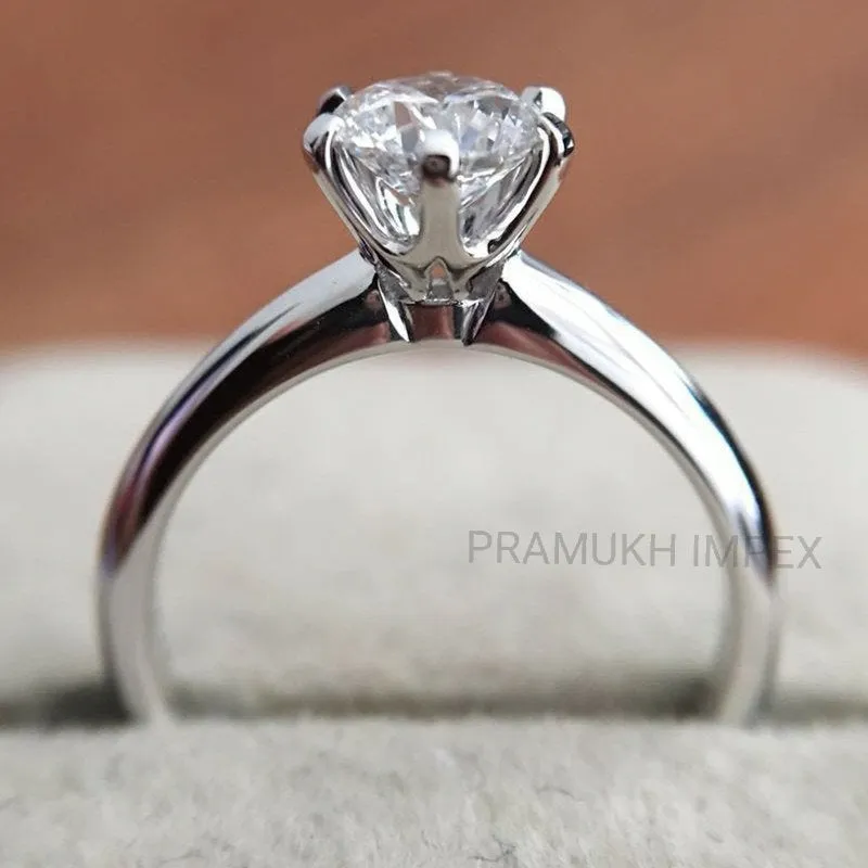Moissanite Engagement Ring White Gold vintage Promise Engagement Ring for women Round Diamond wedding Anniversary Gift