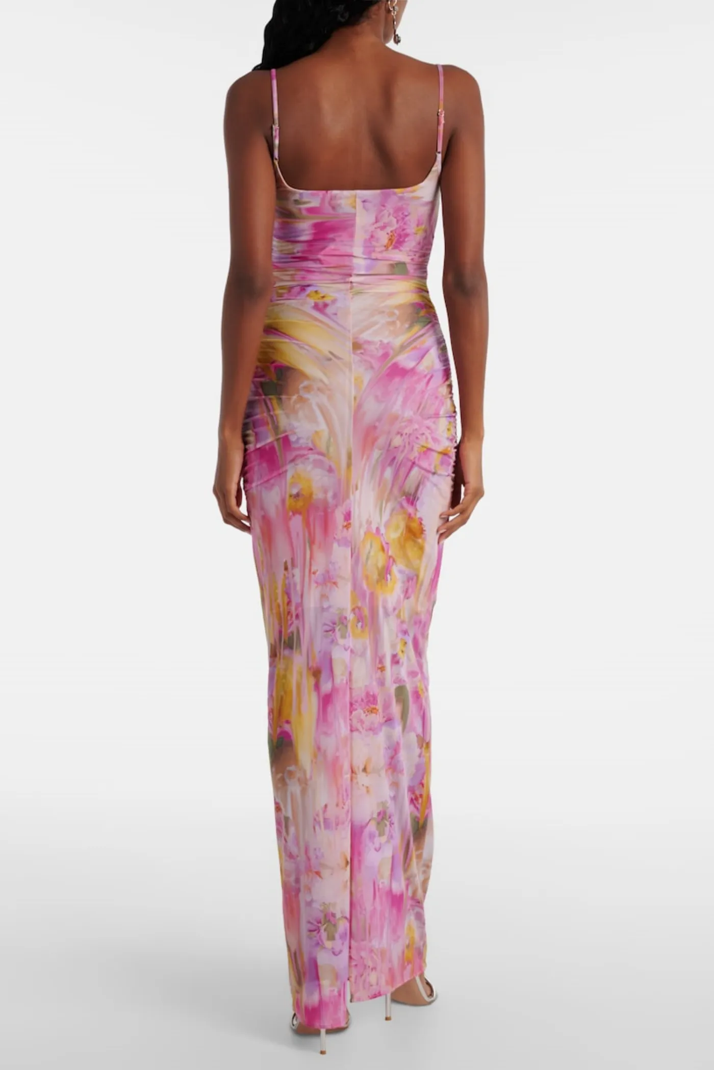 molly Floral Appliqué Print Maxi Dress in pink