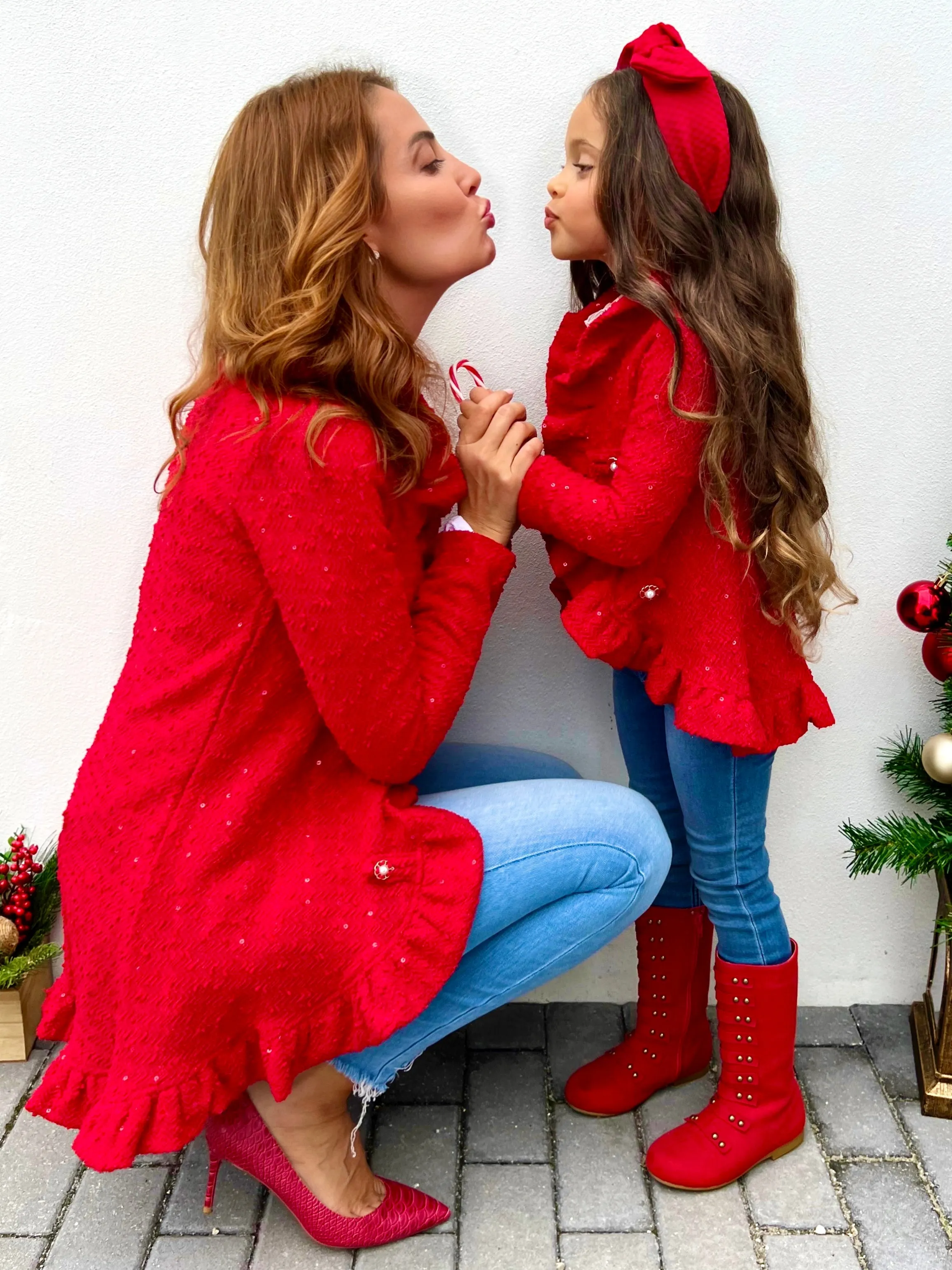 Mommy and Me Classy Duo Blazer Ruffle Cardigan