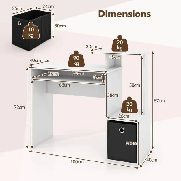 Montessori Space Saving Kids Desk | Posture Supporting Childrens Desk with Storage | Older Children & Adults | White