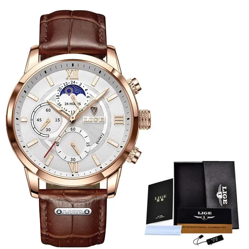 Montre analogique en cuir