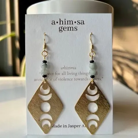 Moon Phase Brass Earrings