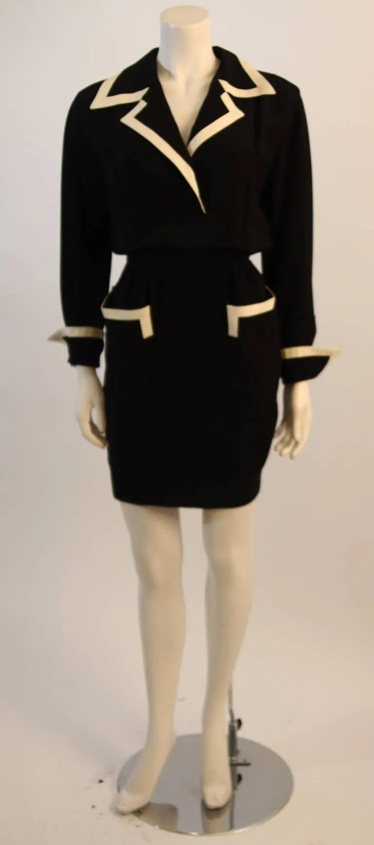 MOSCHINO Couture Classic Pocket Dress w/ White Detail Size 44