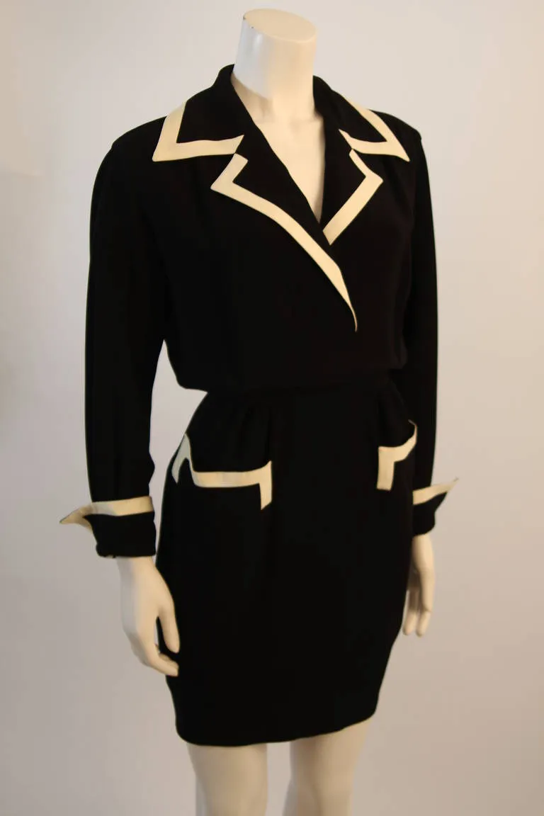 MOSCHINO Couture Classic Pocket Dress w/ White Detail Size 44