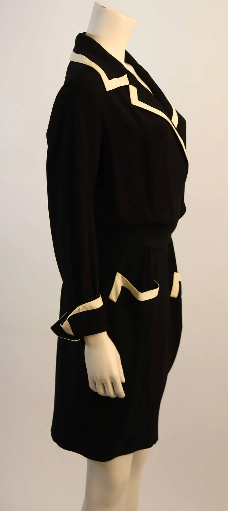MOSCHINO Couture Classic Pocket Dress w/ White Detail Size 44