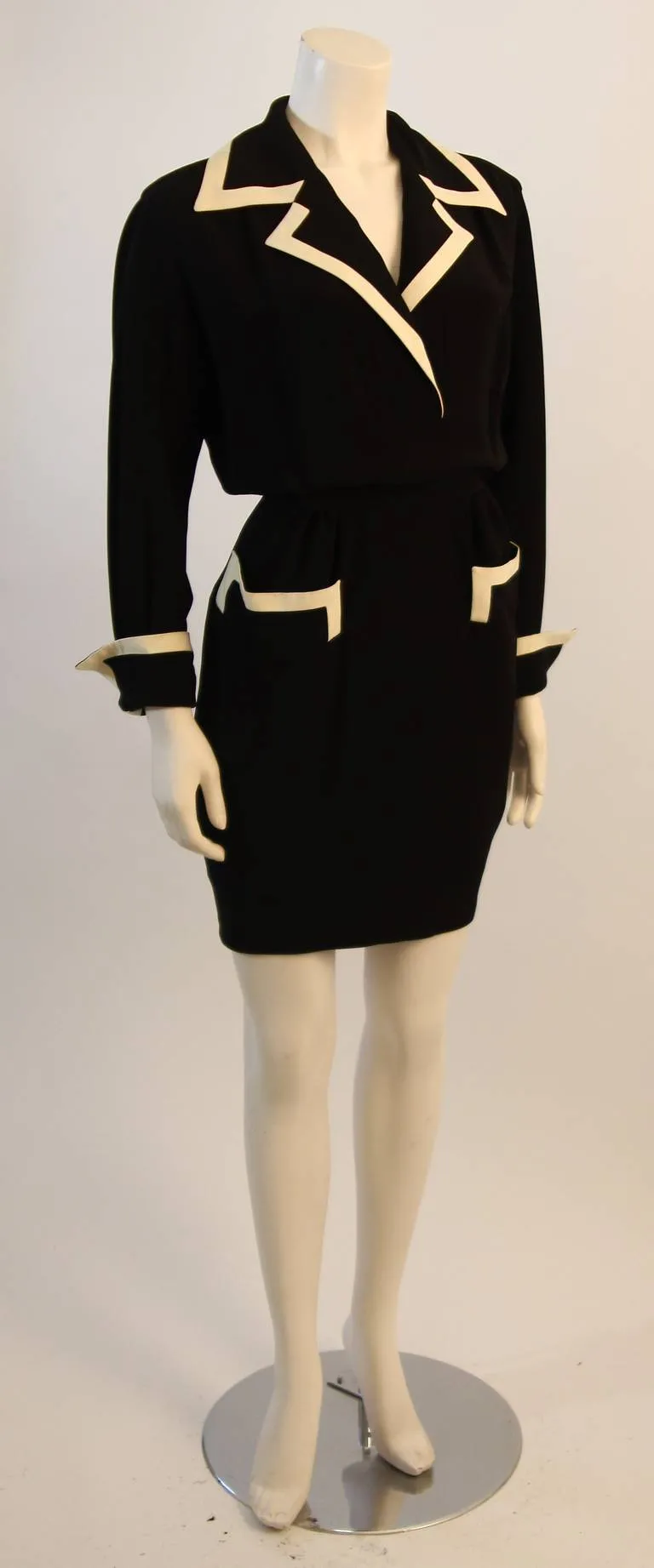 MOSCHINO Couture Classic Pocket Dress w/ White Detail Size 44