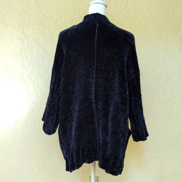 Moth Anthropologie Navy Soft Chunky Chenille Oversized Cardigan Size XS
