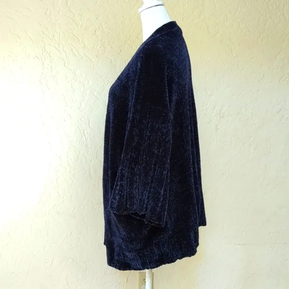 Moth Anthropologie Navy Soft Chunky Chenille Oversized Cardigan Size XS