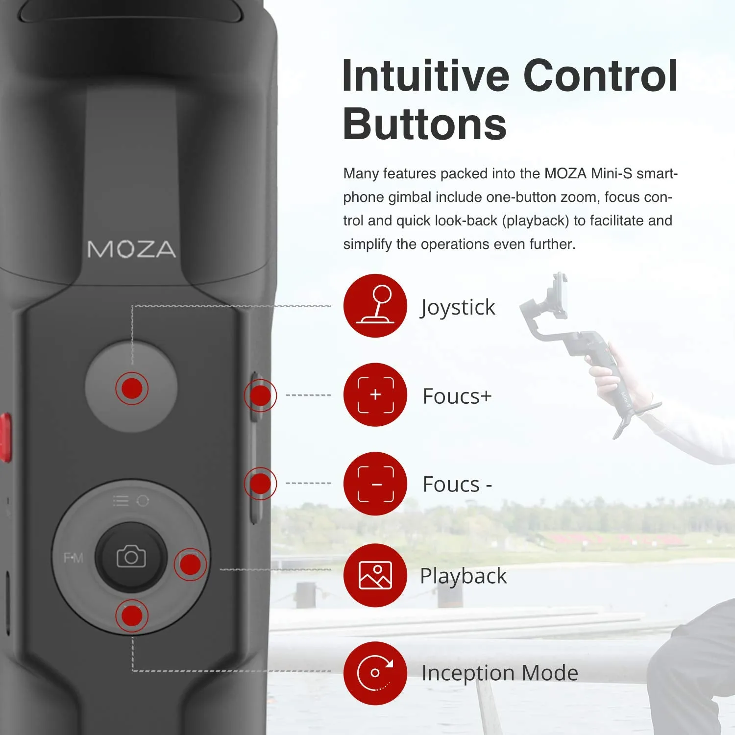 MOZA Mini-S 3-Axis Foldable Smartphone Gimbal Stabilizer of Smart Camera for Motion Recording