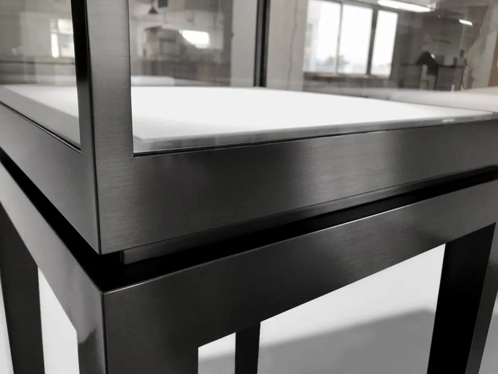 MT031-Black Stainless Steel Jewellery Glass Showcase