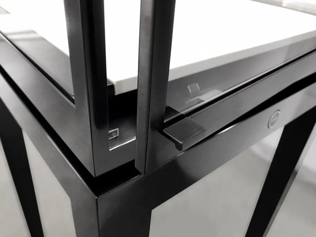 MT031-Black Stainless Steel Jewellery Glass Showcase