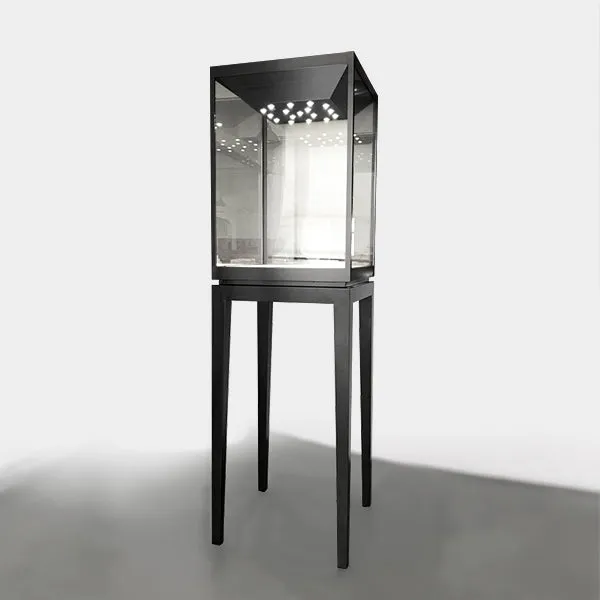 MT031-Black Stainless Steel Jewellery Glass Showcase