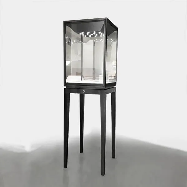 MT031-Black Stainless Steel Jewellery Glass Showcase