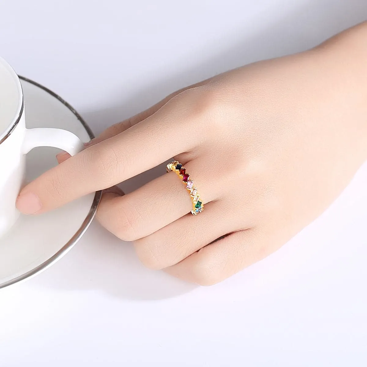 Multicolor Crystal & 18K Gold-Plated Band