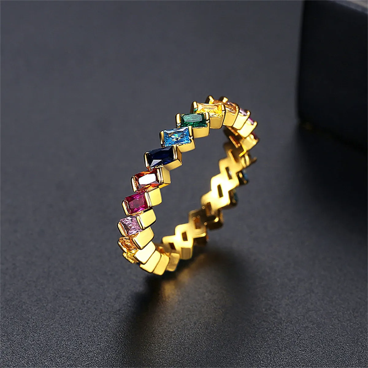 Multicolor Crystal & 18K Gold-Plated Band