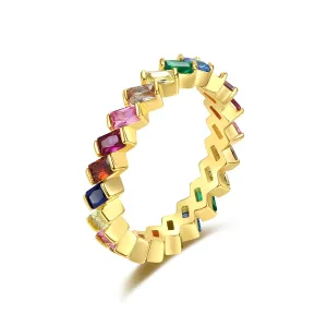 Multicolor Crystal & 18K Gold-Plated Band