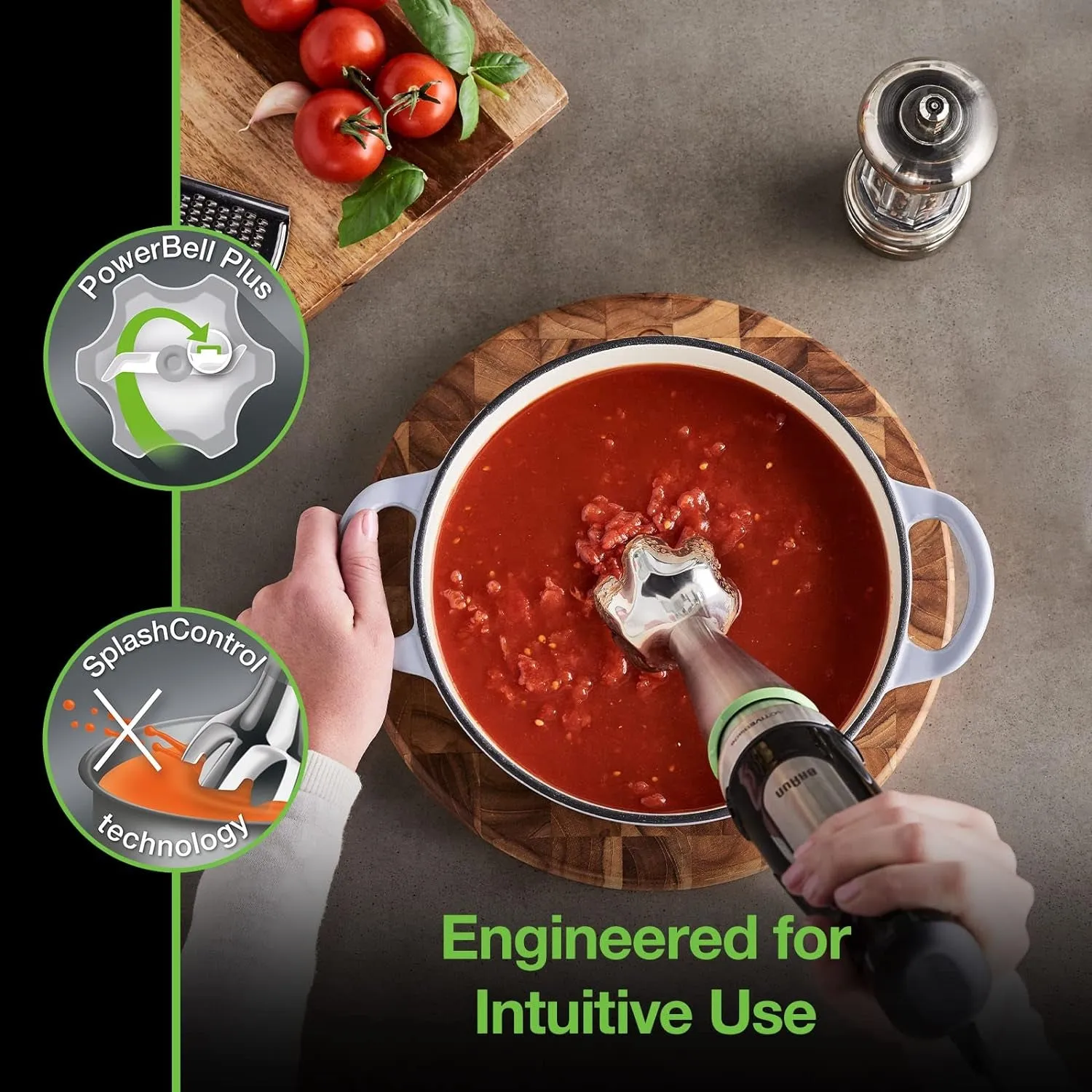 Multiquick 7 3-In-1 Immersion Hand Blender with Variable Speed and Patented Technology - Includes 2-Cup Chopper, Whisk   Beaker for Fast Blending, Stainless Steel, MQ7035X