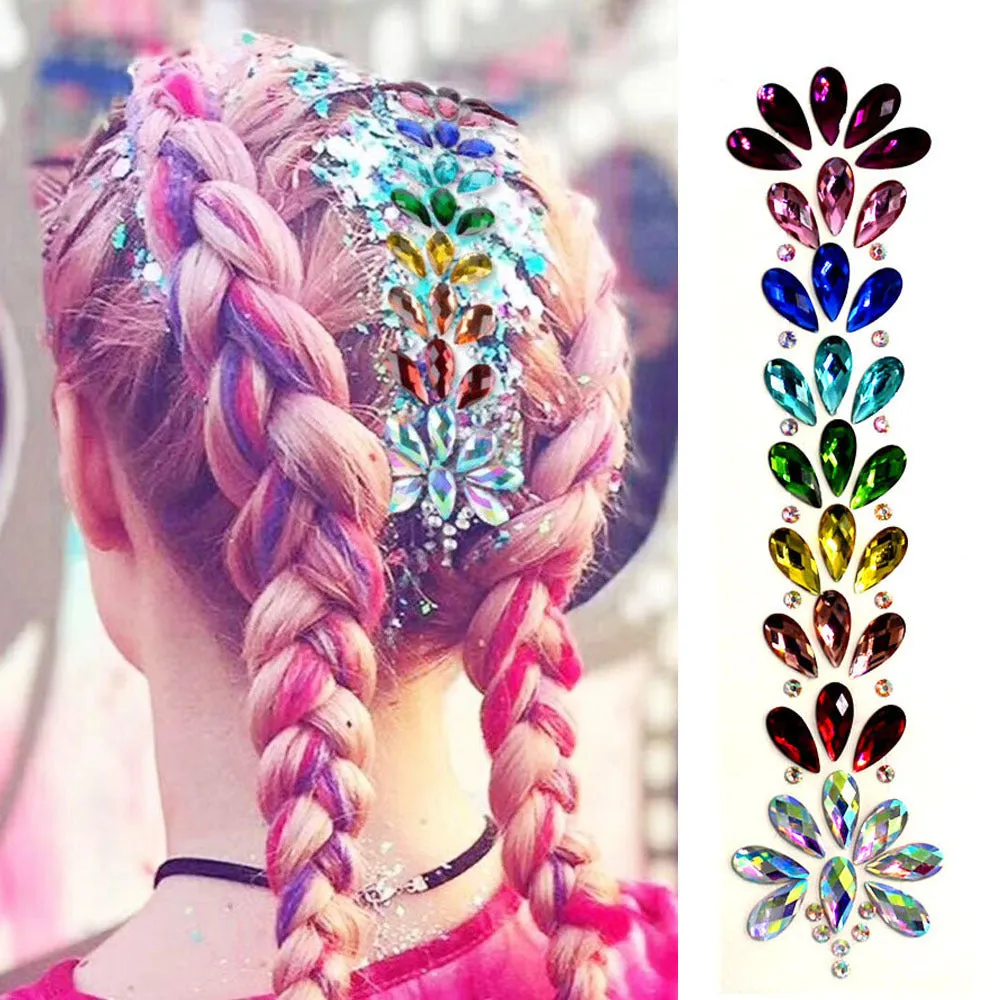 Music festival hair decoration diamond head stickers