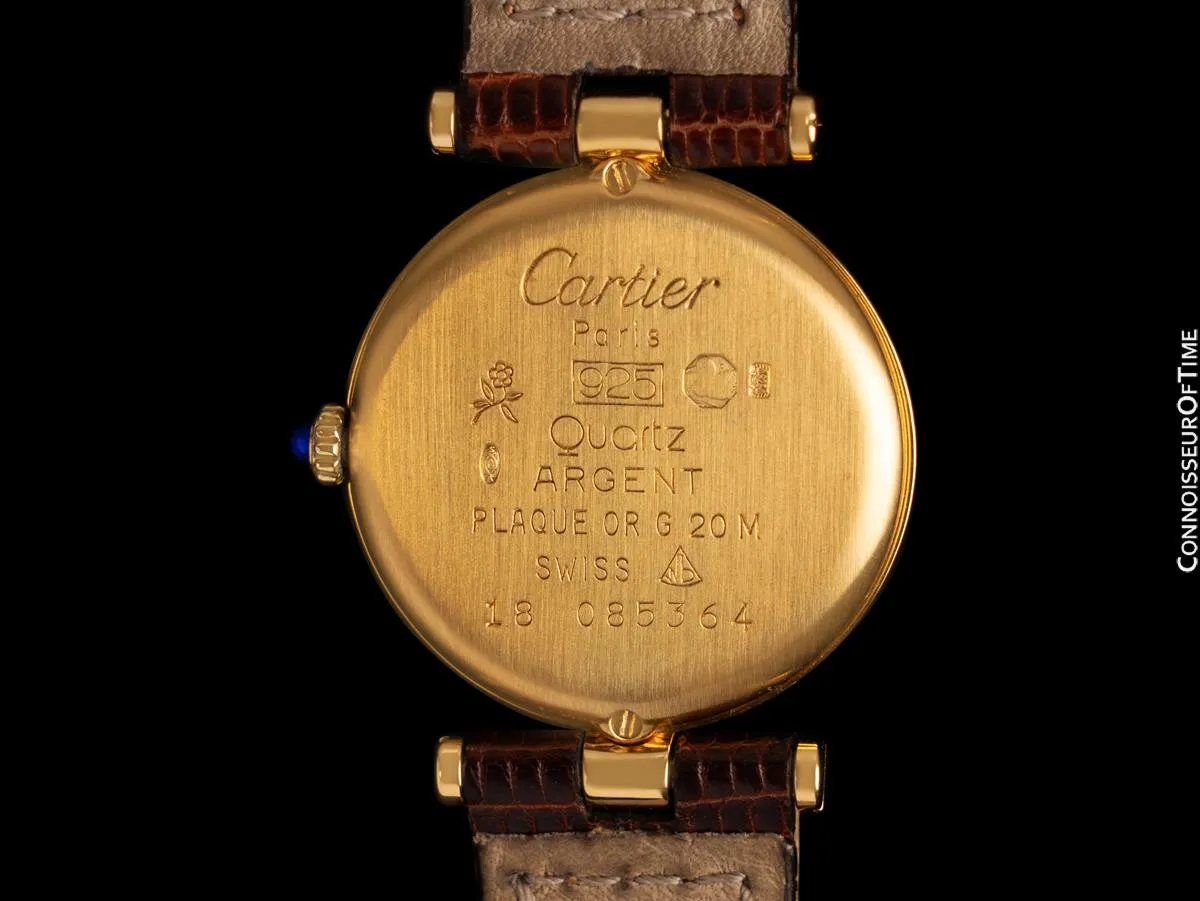 Must De Cartier Vendome Ladies Vermeil Watch with Trinity Dial - 18K Gold Over Sterling Silver with Diamonds